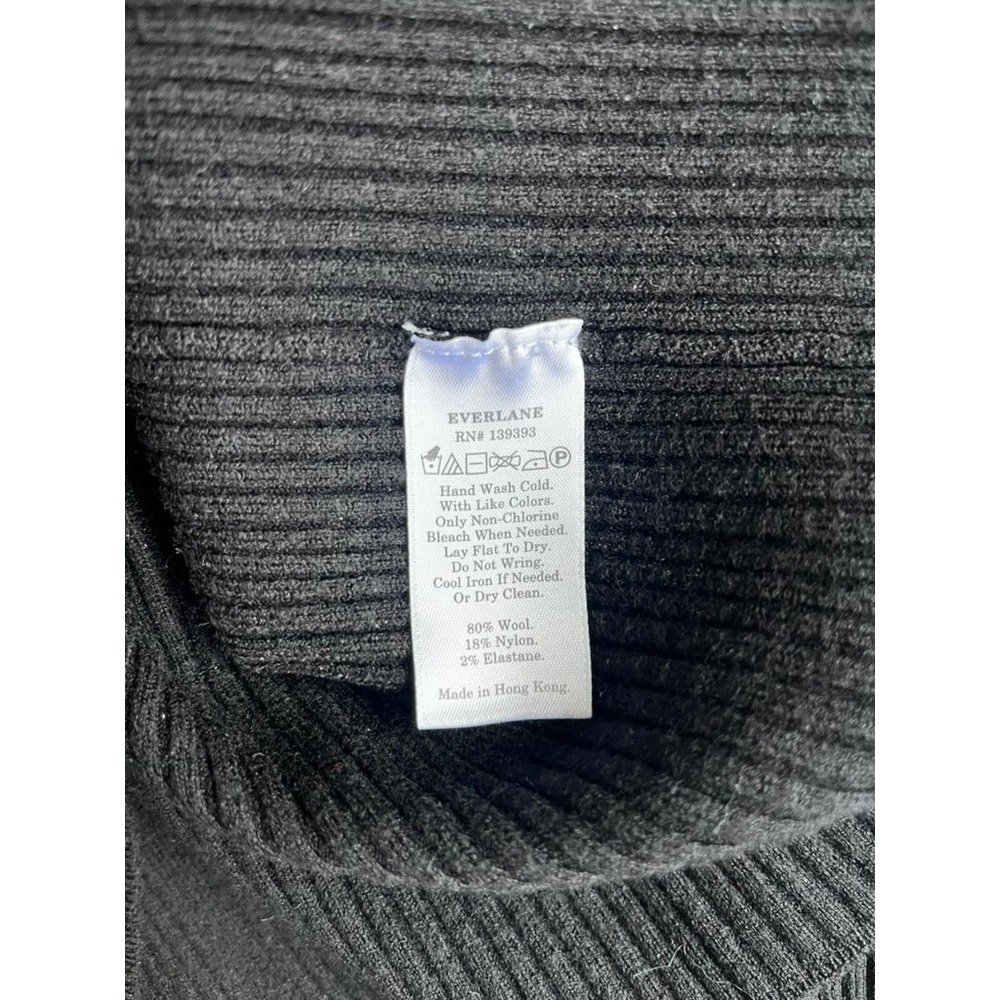 Everlane Ribbed Knit Turtleneck Sweater Wool Blend Black size large - Picture 11 of 12